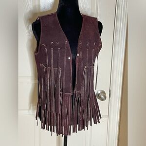 Vintage 1960s Fringed leather hippie vest Small - Medium​​​​​​​​​​